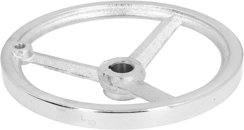 Hyuduo 250mm/9.8in Rotary Hand wheel Chrome Plated Design 3 Spoke Round Metal Hand Wheel with Revolving Handle for Lathe Milling Grinding Machine - Image 4